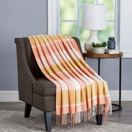 HASTINGS HOME Soft Throw Blanket, Oversized, Fluffy, Vintage-Look an Cashmere-Like Woven Acrylic (Desert Blush Plaid) 391646XXX